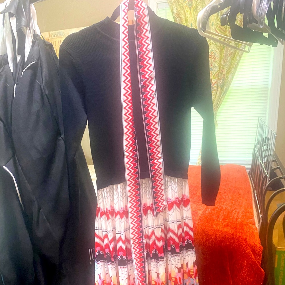 Black Fit and Flare Long Sleeve Dress